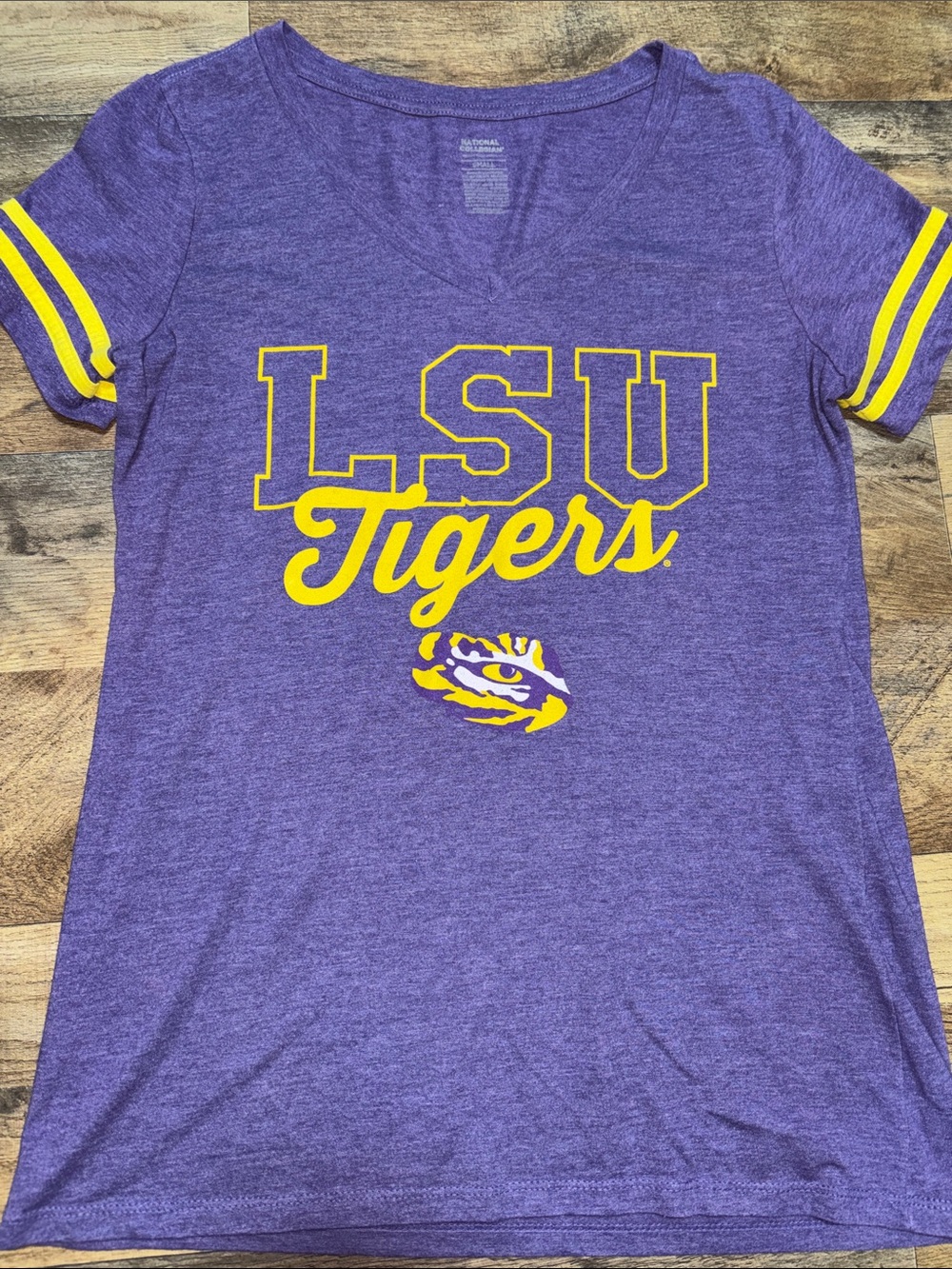 LSU Tigers Women's Purple Short Sleeve V-Neck Tee | SMALL
